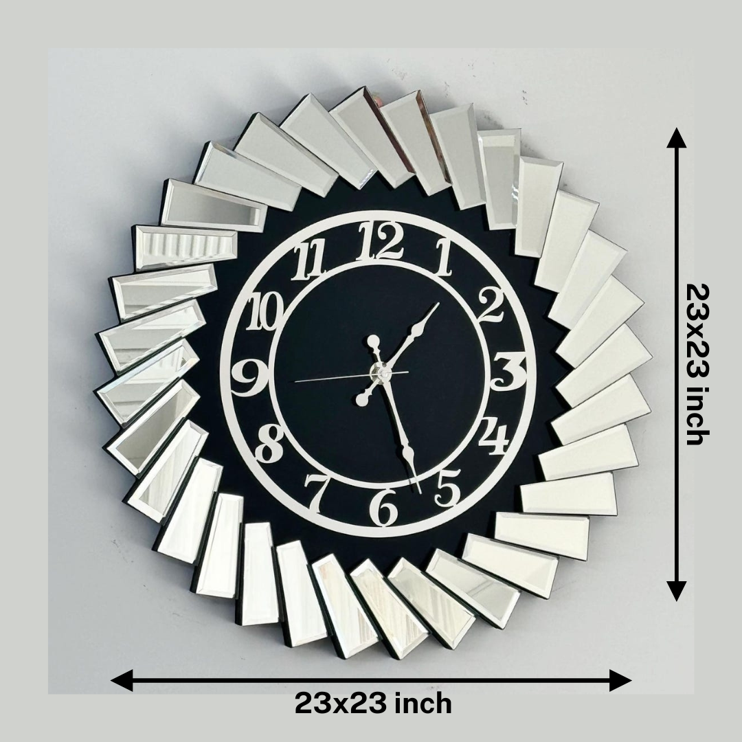 Up tringle Design Silver Mirror Wall Clock thumbnail